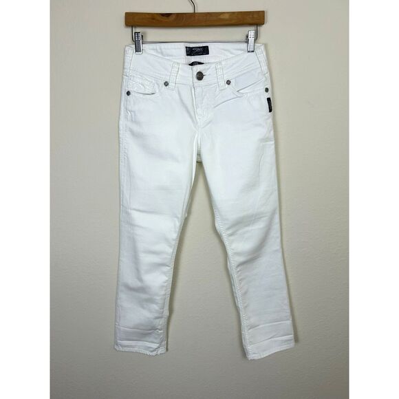 Silver Jeans Denim - Silver Jeans Women's W26 White Denim Suki Capri Mid Rise‎